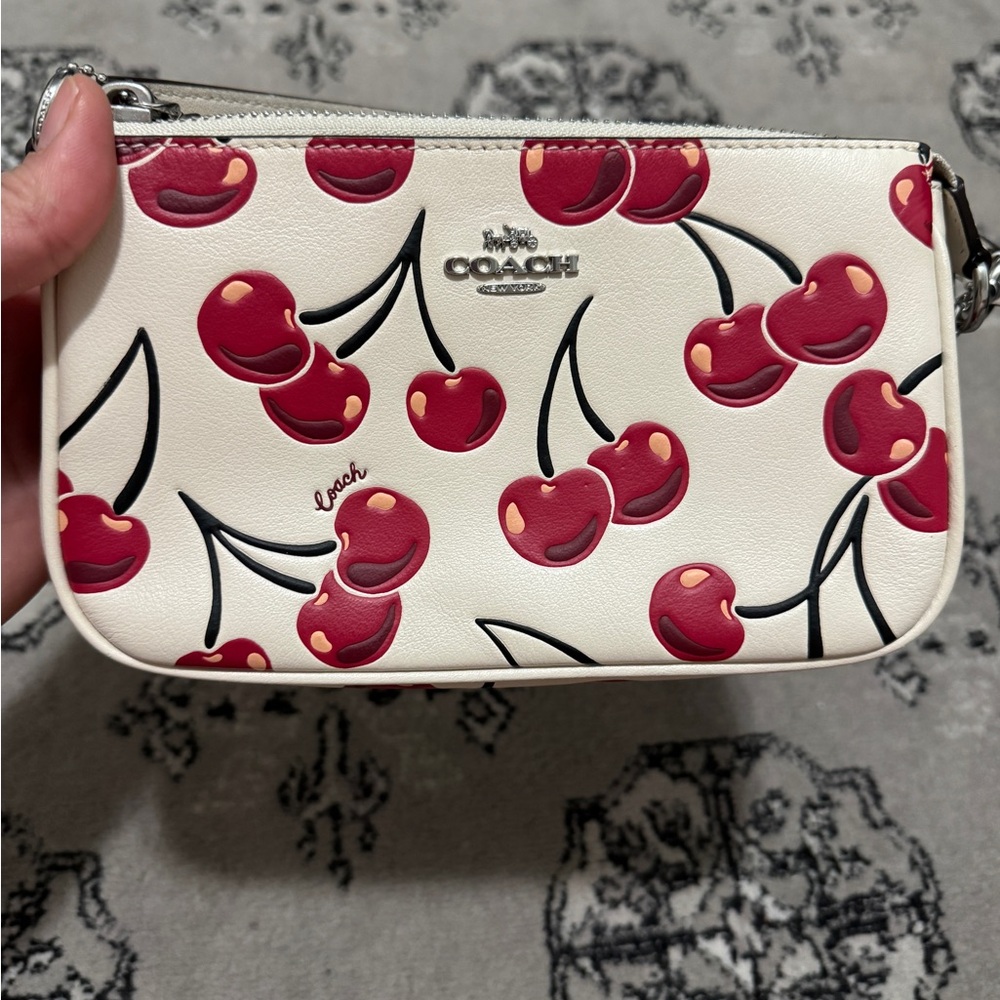 Coach Cherry Pattern White Wristlet